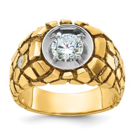 10K Two-tone IBGoodman Nugget Solitaire Diamond Men's Ring