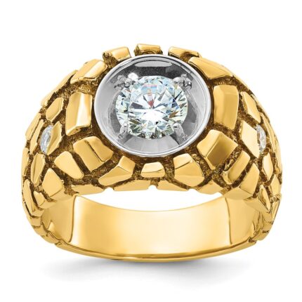 IBGoodman 14k Two Tone 1 carat Lab Grown Diamond VS/SI+ G+ Complete Men's Nugget Ring