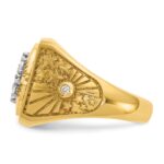 IBGoodman 10k Two-tone with Black Enamel Men's Polished Textured and Diamond-cut 1 Carat A Quality Diamond Stars and Stripes Round Cluster Ring - Image 5