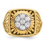 IBGoodman 10k Two-tone with Black Enamel Men's Polished Textured and Diamond-cut 1 Carat A Quality Diamond Stars and Stripes Round Cluster Ring - Image 6