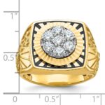 IBGoodman 10k Two-tone with Black Enamel Men's Polished Textured and Diamond-cut 1 Carat A Quality Diamond Stars and Stripes Round Cluster Ring - Image 3