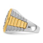 IBGoodman 14k Two-tone Men's Polished Satin and Ribbed Round Cluster Ring Mounting - Image 5