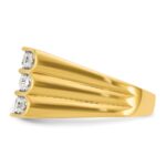 IBGoodman 14k Men's Polished and Grooved 3-Row 1.65 Carat AA Quality Diamond Ring - Image 5