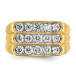14k IBGoodman Men's Polished and Grooved 3-Row Ring Mounting - Image 6