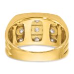 IBGoodman 14k Men's Polished and Grooved 3-Row 1.65 Carat AA Quality Diamond Ring - Image 7
