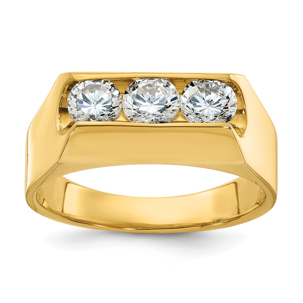 B59350-4YAA.jpg IBGoodman 14k Men's Polished 3-Stone 1 Carat AA Quality Diamond Ring - Image 1