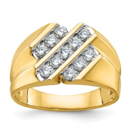 IBGoodman 14k 3/4 carat Lab Grown Diamond VS/SI+ G+ Complete Polished and Grooved Men's Ring
