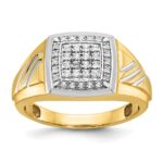 IBGoodman 14k Men's Polished Satin and Grooved Square Cluster Ring Mounting