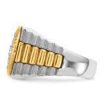 IBGoodman 14k Two-tone Men's Polished Satin and Ribbed Round Cluster Ring Mounting - Image 5