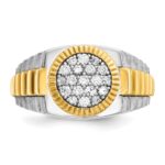IBGoodman 14k Two-tone Men's Polished Satin and Ribbed Round Cluster Ring Mounting - Image 6