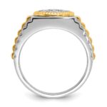 IBGoodman 14k Two-tone Men's Polished Satin and Ribbed 1/2 Carat AA Quality Diamond Round Cluster Ring - Image 2