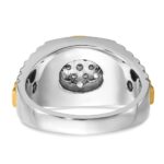 IBGoodman 14k Two-tone Men's Polished Satin and Ribbed 1/2 Carat AA Quality Diamond Round Cluster Ring - Image 7