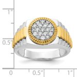 IBGoodman 14k Two-tone Men's Polished Satin and Ribbed 1/2 Carat AA Quality Diamond Round Cluster Ring - Image 3