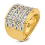 IBGoodman 14k with White Rhodium Men's Polished 4-Row 3 5/8 Carat AA Quality Diamond Ring - Image 8