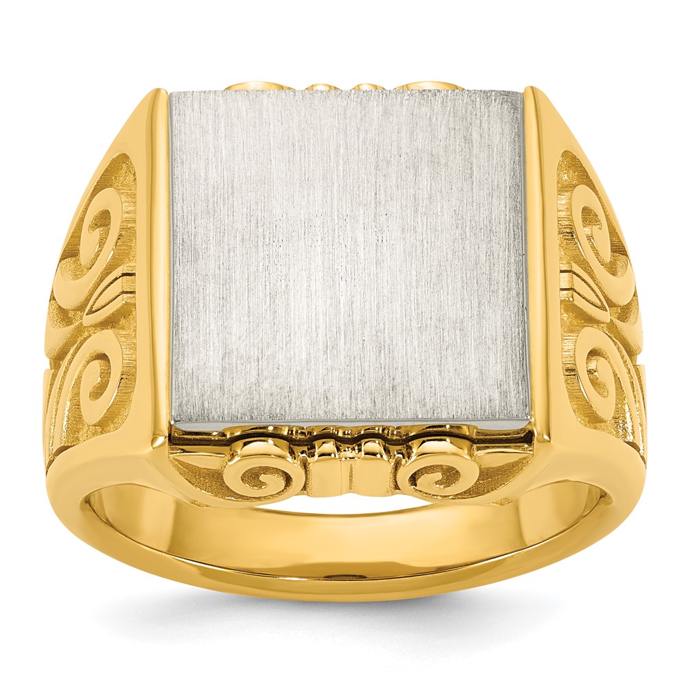 B59401-4YW.jpg 14k Two-Tone Engravable Square Signet ring - Image 1