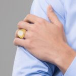 14k Two-Tone Engravable Square with Rounded Corners Signet ring - Image 9