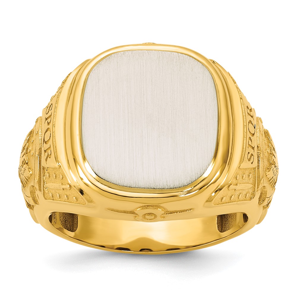 B59402-4YW.jpg 14k Two-Tone Engravable Square with Rounded Corners Signet ring - Image 1