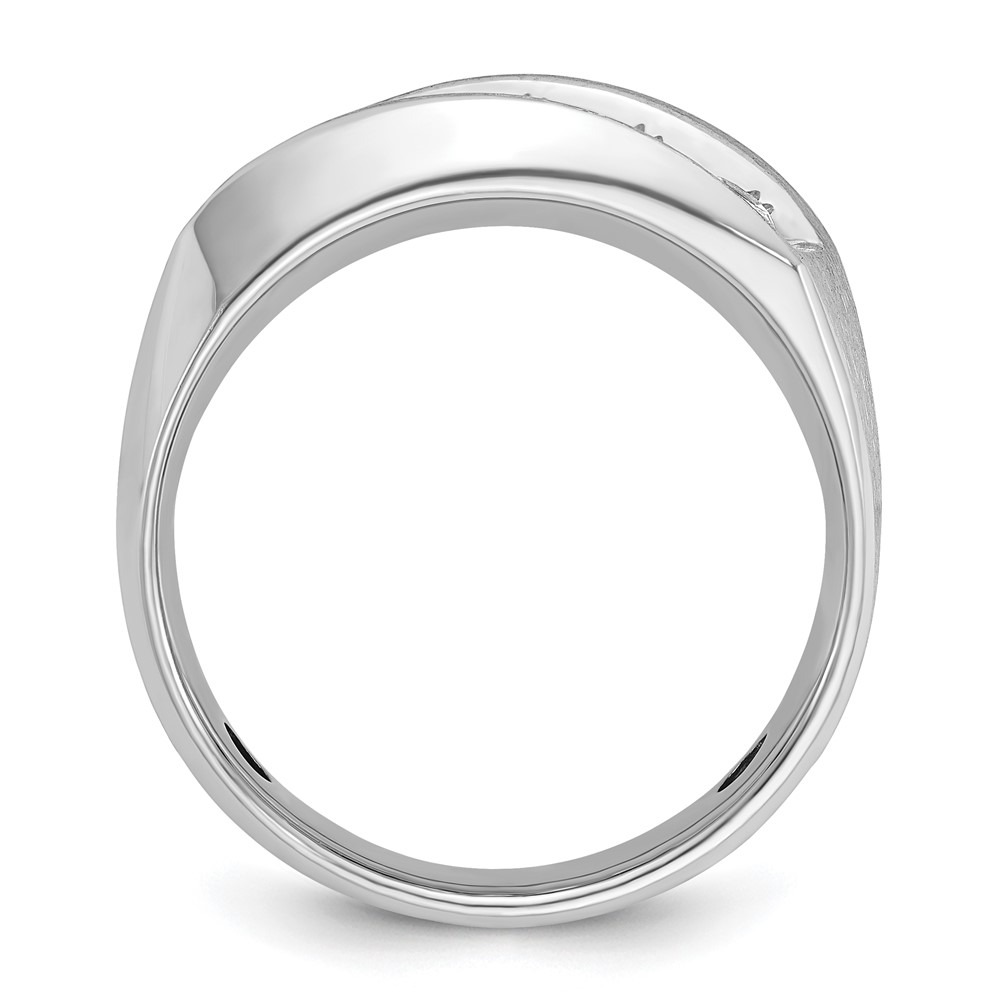 B63121-4WAA-2-1.jpg IBGoodman 14k White Gold Men's Polished and Satin 5-Stone 1 Carat AA Quality Diamond Ring - Image 1