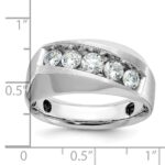 IBGoodman 14k White Gold Men's Polished and Satin 5-Stone 1 Carat AA Quality Diamond Ring - Image 2