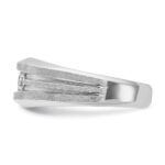 IBGoodman 14k White Gold Men's Polished Satin and Grooved 3-Stone Ring Mounting - Image 5
