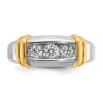 14k Two-tone IBGoodman Men's Polished 3-Stone Ring Mounting - Image 6