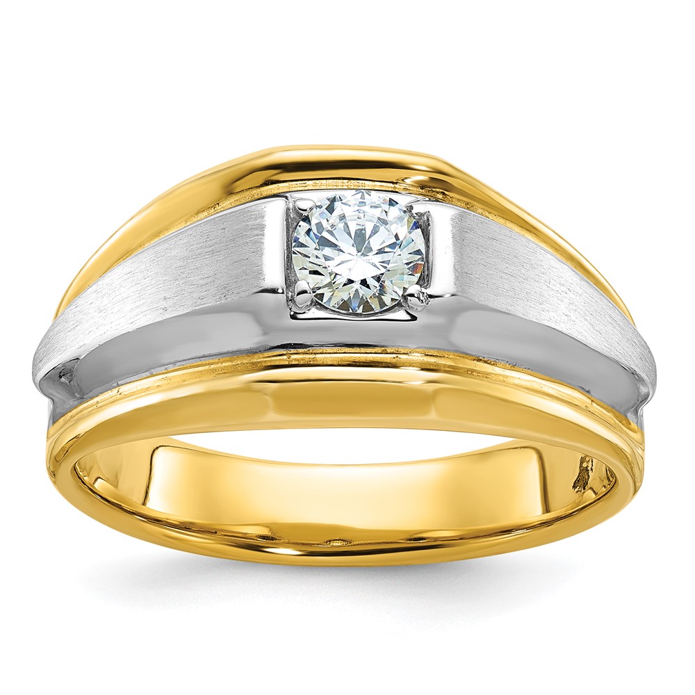 B63195-4YWAA-1.jpg IBGoodman 14k Two-tone 3/8 carat Lab Grown Diamond VS/SI+ G+ Complete Polished and Satin Men's Ring - Image 1