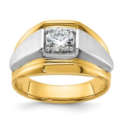 IBGoodman 14k Two-tone 1 carat Lab Grown Diamond VS/SI+ G+ Complete Polished and Brushed Men's Band