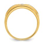 14k Two-tone IBGoodman Men's Polished and Satin 1/10 carat Diamond Complete Ring - Image 2