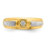 14k Two-tone IBGoodman Men's Polished and Satin 1/10 carat Diamond Complete Ring - Image 6