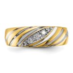 IBGoodman 14k with White Rhodium Men's Polished and Grooved 1/6 Carat AA Quality Diamond Ring - Image 6