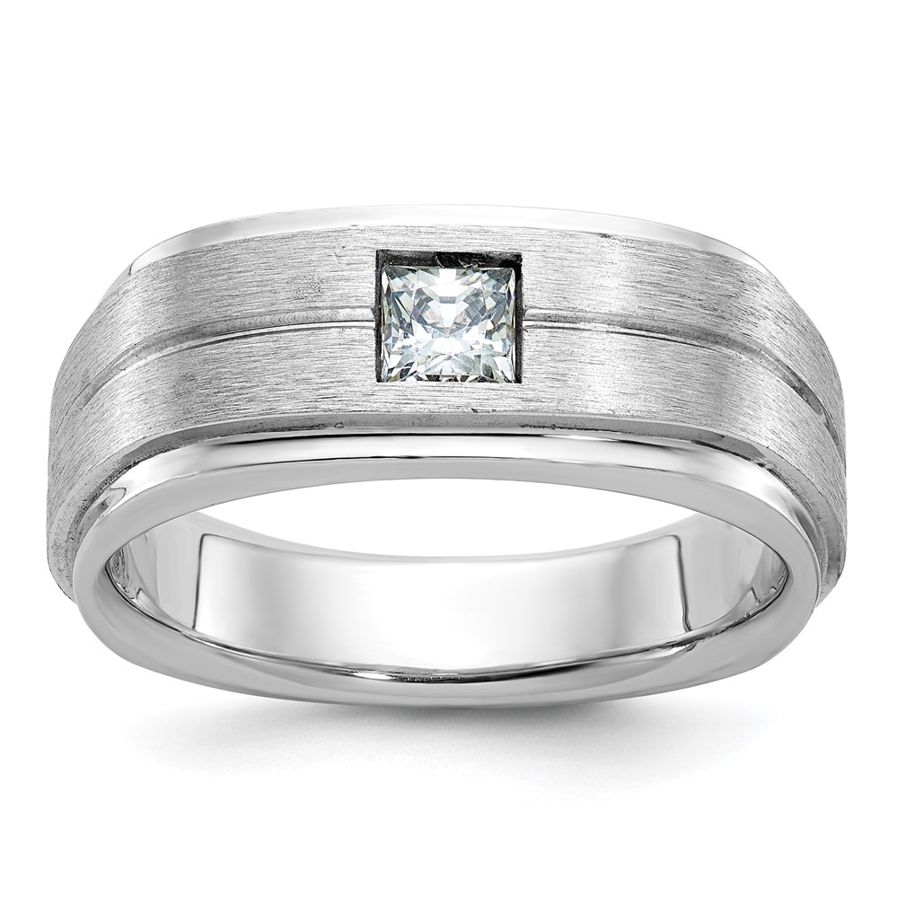 B63266-4WAA-1.jpg 14k White Gold IBGoodman Men's Polished and Satin 3/8 carat Diamond Complete Ring - Image 1