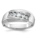 14k White Gold IBGoodman Men's Polished & Satin 5-Stone Ring Mounting