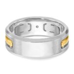 IBGoodman 14k Two-tone Men's Polished Satin and Cut-Out 3-Stone Ring Mounting - Image 7