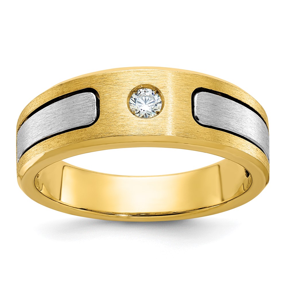 B63320-4YWAA-1.jpg 14k Two-tone IBGoodman Men's Polished and Satin 1/10 carat Diamond Complete Ring - Image 1