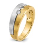 14k Two-tone IBGoodman Men's Polished and Satin 1/4 carat Diamond Complete Ring - Image 8