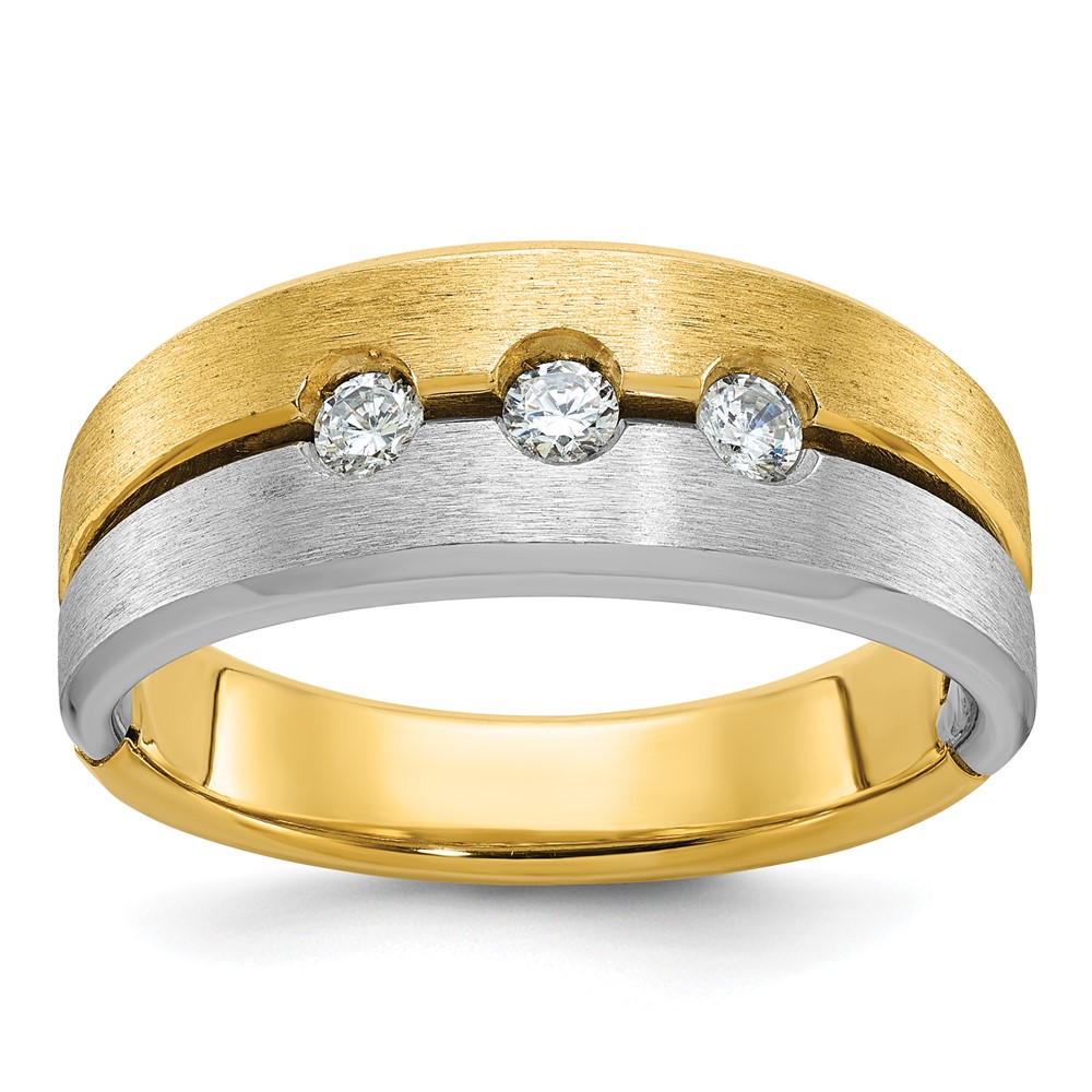 B63322-4YWAA.jpg 14k Two-tone IBGoodman Men's Polished and Satin 1/4 carat Diamond Complete Ring - Image 1
