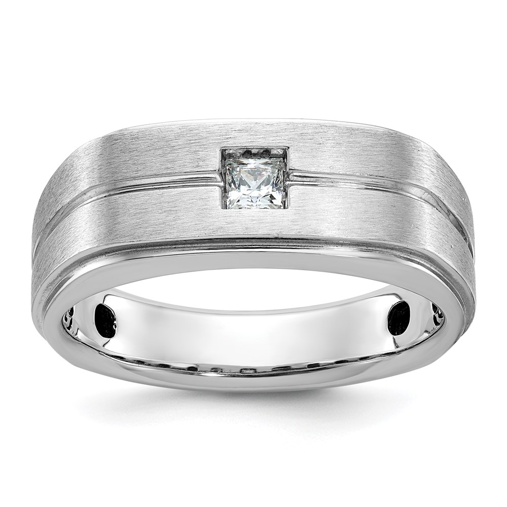 B63366-4WAA.jpg 14k White Gold IBGoodman Men's Polished and Satin Diamond Ring Mounting - Image 1