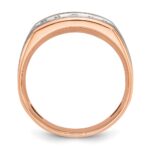 IBGoodman 14k White and Rose Gold Men's Polished Satin and Grooved 5-Stone Ring Mounting - Image 2
