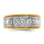 IBGoodman 14k Two-tone with Black Rhodium Men's Polished Satin and Grooved 5-Stone 1 Carat AA Quality Diamond Ring - Image 6