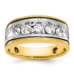 IBGoodman 14k Two-tone with Black Rhodium 1 carat Lab Grown Diamond VS/SI+ G+ Five Stone Complete Men's Ring