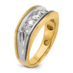 IBGoodman 14k Two-tone with Black Rhodium Men's Polished Satin and Grooved 5-Stone 1 Carat AA Quality Diamond Ring - Image 8