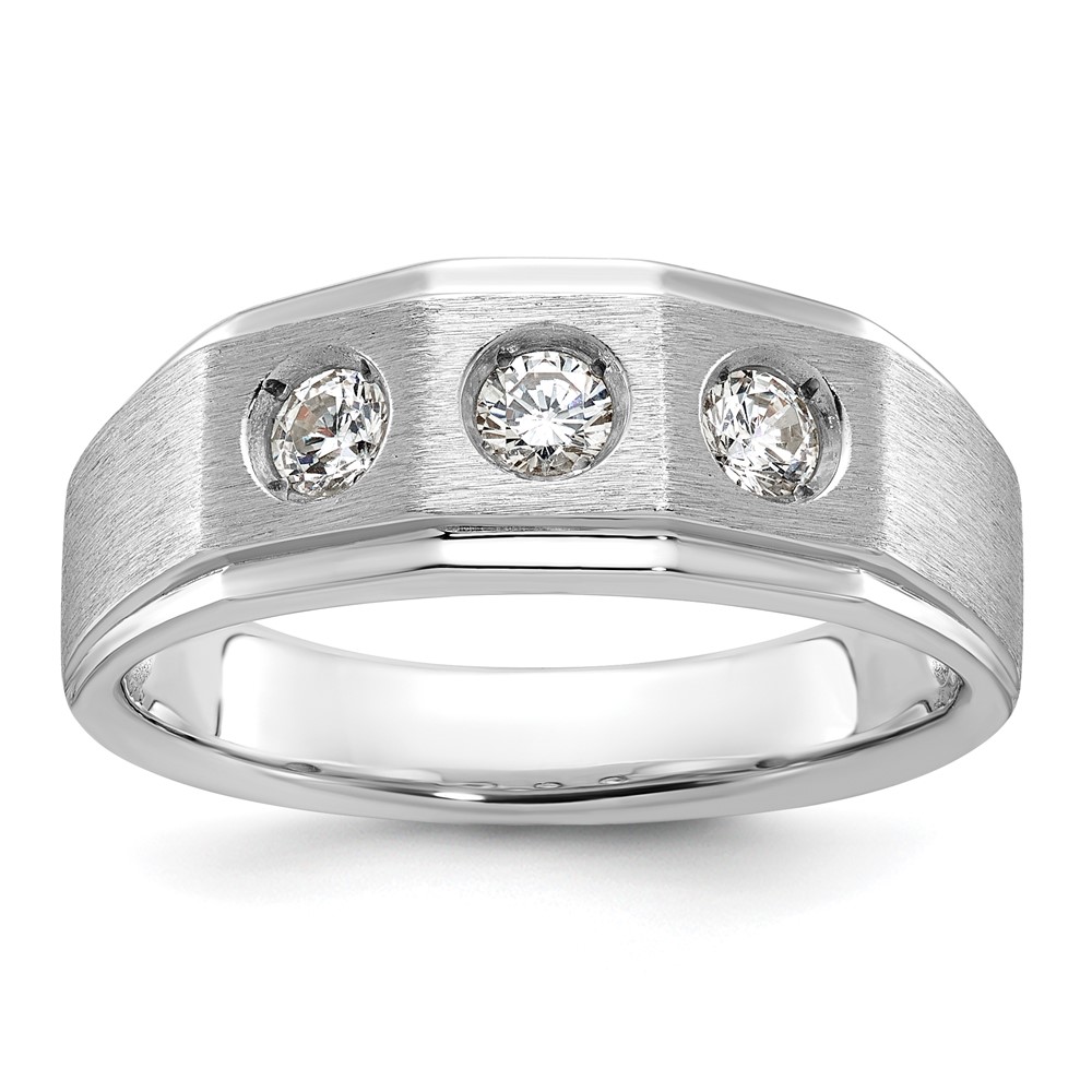 B63420-4WAA.jpg 14k White Gold IBGoodman Men's Polished and Satin 3/8 carat Diamond Complete Ring - Image 1