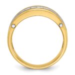IBGoodman 14k Two-tone Men's Polished Satin and Grooved 1 Carat AA Quality Diamond Cluster Ring - Image 2