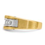 IBGoodman 14k Two-tone Men's Polished Satin and Grooved 1 Carat AA Quality Diamond Cluster Ring - Image 5