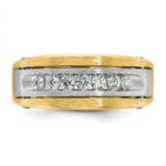 14k Two-tone IBGoodman Men's Polished Satin & Grooved Ring Mounting - Image 6