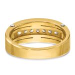 IBGoodman 14k Two-tone Men's Polished Satin and Grooved 1 Carat AA Quality Diamond Cluster Ring - Image 7