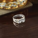 IBGoodman 14k Two-tone Men's Polished Satin and Cut-Out 3-Stone 3/4 Carat AA Quality Diamond Ring - Image 9
