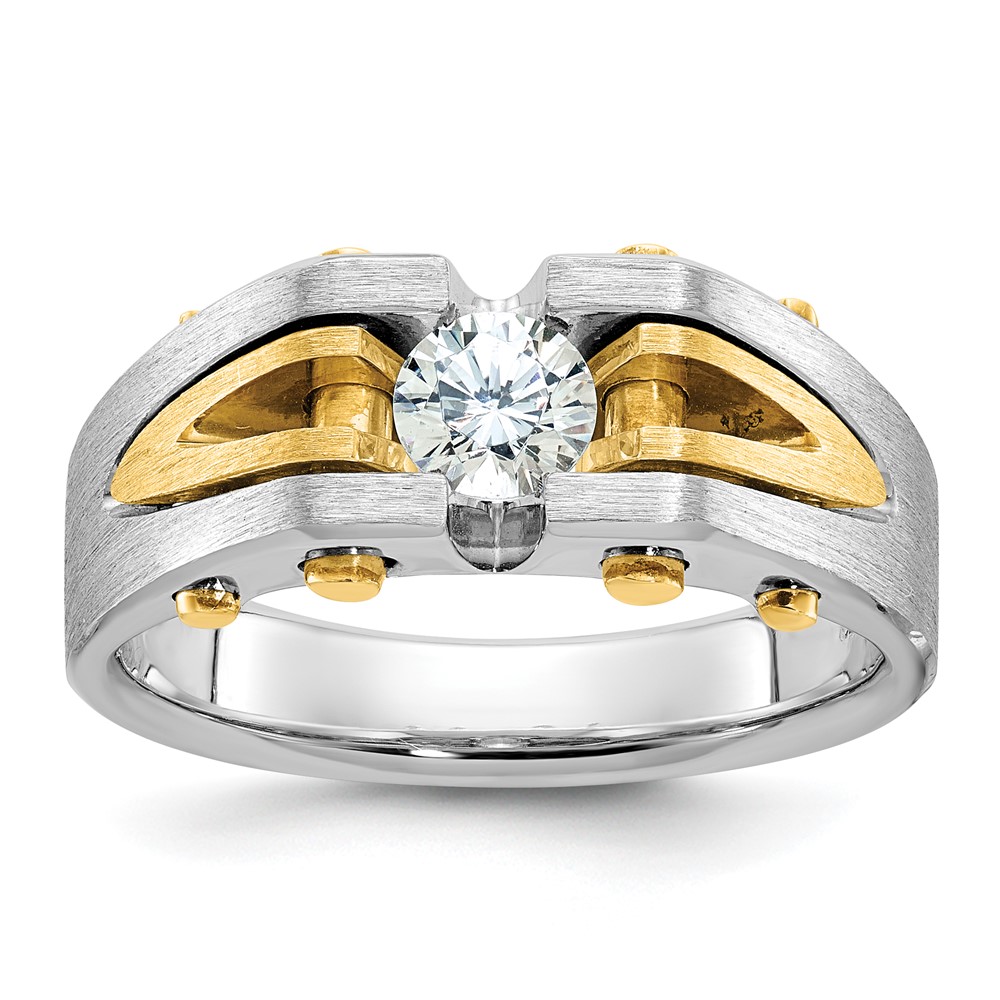 B63439-4WYAA-1.jpg 14k Two-tone IBGoodman Men's Polished and Satin 1/2 carat Diamond Complete Ring - Image 1