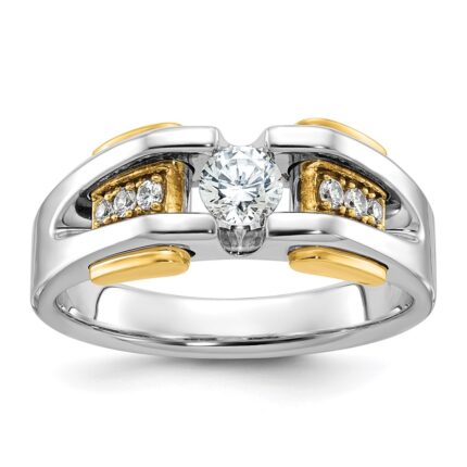 IBGoodman 14k Two-tone 1/2 carat Lab Grown Diamond VS/SI+ G+ Complete Men's Ring