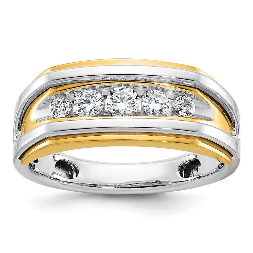 B63474-4WYAA-1.jpg IBGoodman 14k Two-tone Men's Polished 5-Stone 1/2 Carat AA Quality Diamond Ring - Image 1